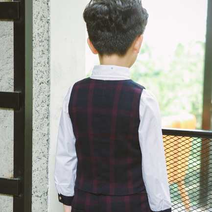 【即納】フォーマルスーツ 上下セット タキシード 男の子 スーツ キッズ 子供 3点セット ベスト チェック柄 入学式 入園式 七五三 結婚式 発表会
