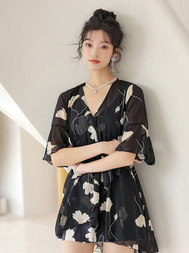 3点セット 黒 新作 水着 夏 温泉 レディース 体型カバー ビキニ ショートパンツ一体型 スカート お洒落 おしゃれ キレイ かわいい セクシー おしゃれ ビキニ水着 ファション タンキニ ビキニ