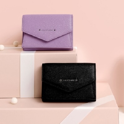 [24SS][ZIPSTORY] Logo point cowhide bifold wallet 2色 新商品 韓国人気 韓国ファッション 半財布 コイン財布