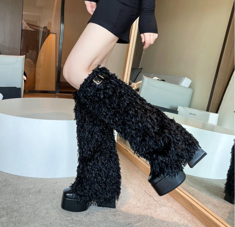 レディースブーツ ロングブーツ ブーツ 秋冬 シンプル 美脚 厚底ブーツ 太ヒール 長靴 厚底 カジュアル 履きやすい コスプレ靴 cosplay用 ロングブーツ 　ダンス　舞台