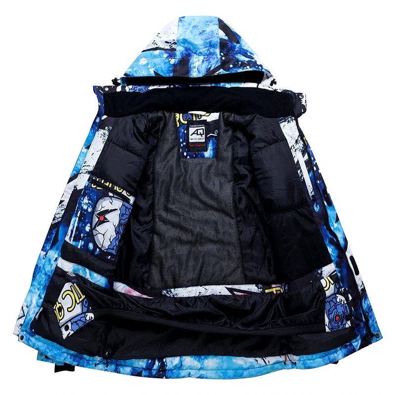 【急速出荷!】スノーボードウェア ジャケット メンズ 総柄 スキーウェア スノボウェア スノーボード ウェア アウター 防寒着 ブルー devbraziliano.com.br