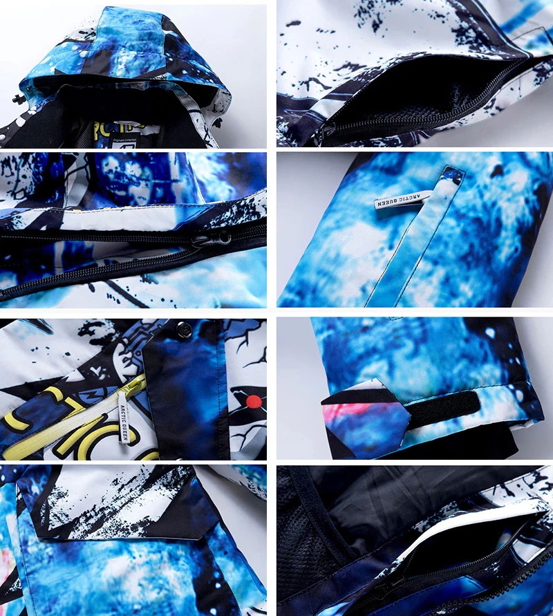 【急速出荷!】スノーボードウェア ジャケット メンズ 総柄 スキーウェア スノボウェア スノーボード ウェア アウター 防寒着 ブルー devbraziliano.com.br