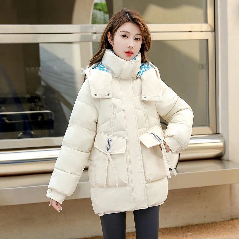 綿入れ ジャケット 韓国ファッション ゆったり トップス 中綿コート 新作 カジュアル 厚手 フード付きアウター
