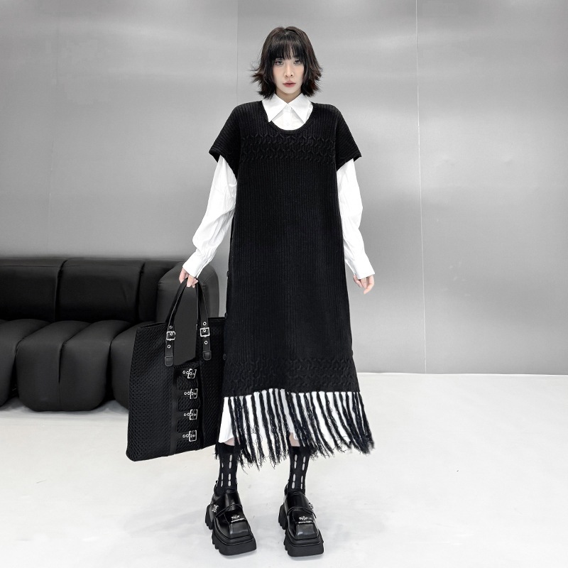 【J.Fashion】 2025秋 ニットワンピース 袖なし おしゃれ レディース ノースリーブ フリンジ ニットベスト 関連商品購入可能 メガ割 【J.Fashion】 2025秋 ニットワンピース 袖なし おしゃれ レディース ノースリーブ フリンジ ニットベスト 関連商品購入可能 メガ割