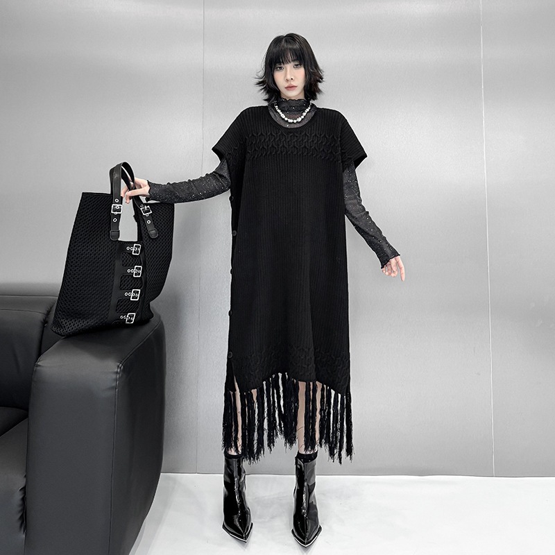 【J.Fashion】 2025秋 ニットワンピース 袖なし おしゃれ レディース ノースリーブ フリンジ ニットベスト 関連商品購入可能 メガ割 【J.Fashion】 2025秋 ニットワンピース 袖なし おしゃれ レディース ノースリーブ フリンジ ニットベスト 関連商品購入可能 メガ割