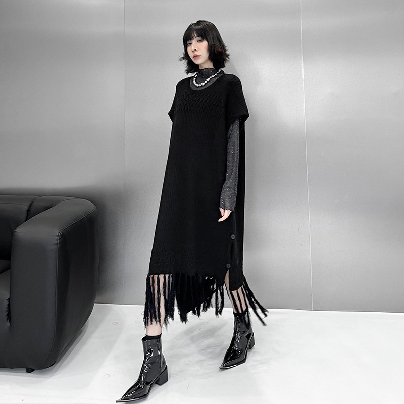 【J.Fashion】 2025秋 ニットワンピース 袖なし おしゃれ レディース ノースリーブ フリンジ ニットベスト 関連商品購入可能 メガ割 【J.Fashion】 2025秋 ニットワンピース 袖なし おしゃれ レディース ノースリーブ フリンジ ニットベスト 関連商品購入可能 メガ割