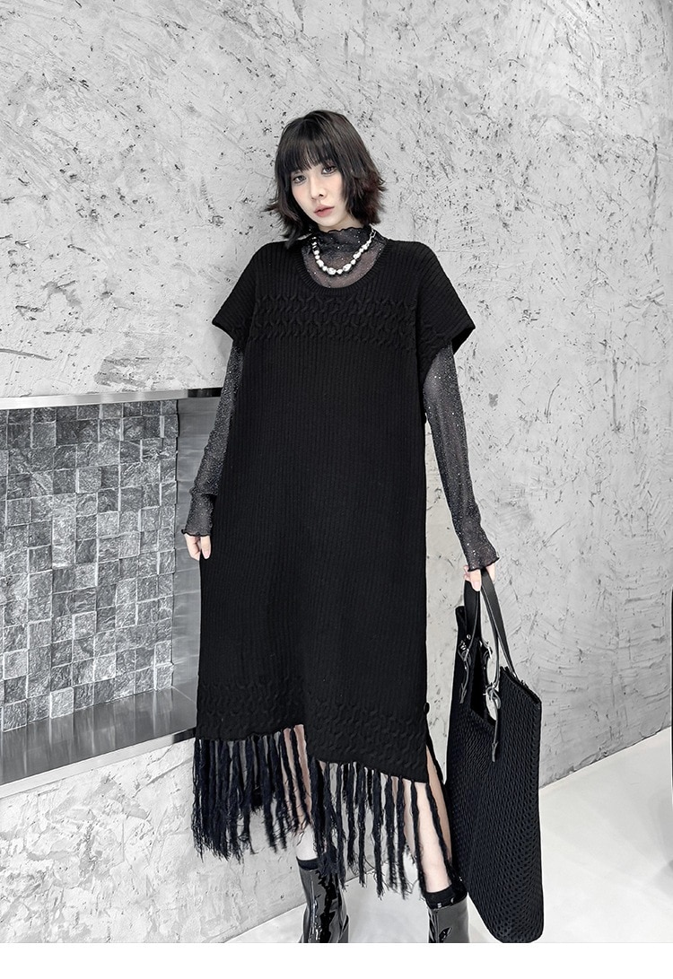 【J.Fashion】 2025秋 ニットワンピース 袖なし おしゃれ レディース ノースリーブ フリンジ ニットベスト 関連商品購入可能 メガ割 【J.Fashion】 2025秋 ニットワンピース 袖なし おしゃれ レディース ノースリーブ フリンジ ニットベスト 関連商品購入可能 メガ割