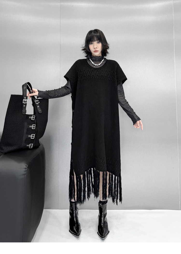 【J.Fashion】 2025秋 ニットワンピース 袖なし おしゃれ レディース ノースリーブ フリンジ ニットベスト 関連商品購入可能 メガ割 【J.Fashion】 2025秋 ニットワンピース 袖なし おしゃれ レディース ノースリーブ フリンジ ニットベスト 関連商品購入可能 メガ割