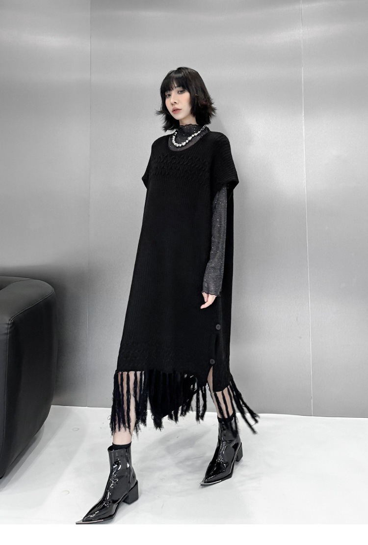 【J.Fashion】 2025秋 ニットワンピース 袖なし おしゃれ レディース ノースリーブ フリンジ ニットベスト 関連商品購入可能 メガ割 【J.Fashion】 2025秋 ニットワンピース 袖なし おしゃれ レディース ノースリーブ フリンジ ニットベスト 関連商品購入可能 メガ割