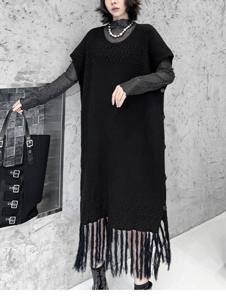 【J.Fashion】 2025秋 ニットワンピース 袖なし おしゃれ レディース ノースリーブ フリンジ ニットベスト 関連商品購入可能 メガ割 【J.Fashion】 2025秋 ニットワンピース 袖なし おしゃれ レディース ノースリーブ フリンジ ニットベスト 関連商品購入可能 メガ割