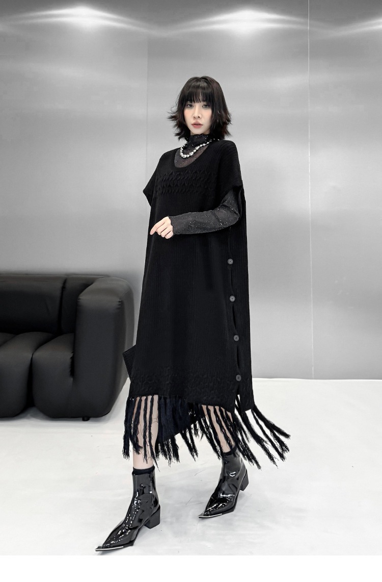 【J.Fashion】 2025秋 ニットワンピース 袖なし おしゃれ レディース ノースリーブ フリンジ ニットベスト 関連商品購入可能 メガ割 【J.Fashion】 2025秋 ニットワンピース 袖なし おしゃれ レディース ノースリーブ フリンジ ニットベスト 関連商品購入可能 メガ割