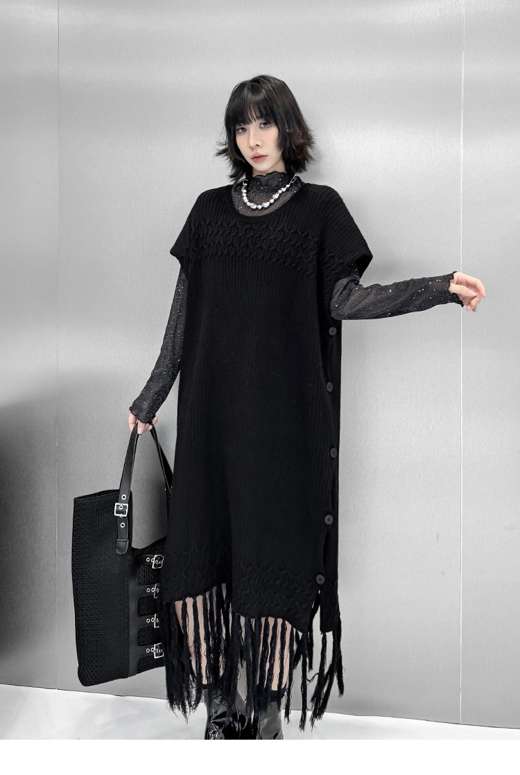 【J.Fashion】 2025秋 ニットワンピース 袖なし おしゃれ レディース ノースリーブ フリンジ ニットベスト 関連商品購入可能 メガ割 【J.Fashion】 2025秋 ニットワンピース 袖なし おしゃれ レディース ノースリーブ フリンジ ニットベスト 関連商品購入可能 メガ割