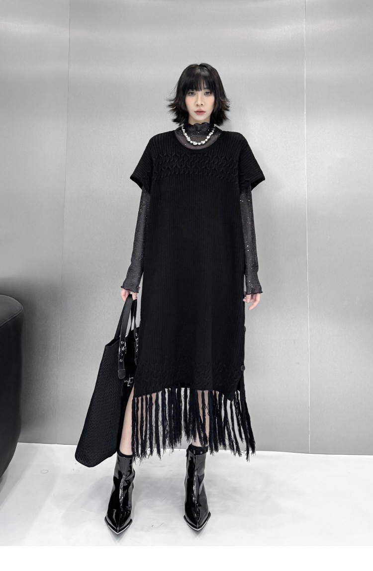 【J.Fashion】 2025秋 ニットワンピース 袖なし おしゃれ レディース ノースリーブ フリンジ ニットベスト 関連商品購入可能 メガ割 【J.Fashion】 2025秋 ニットワンピース 袖なし おしゃれ レディース ノースリーブ フリンジ ニットベスト 関連商品購入可能 メガ割