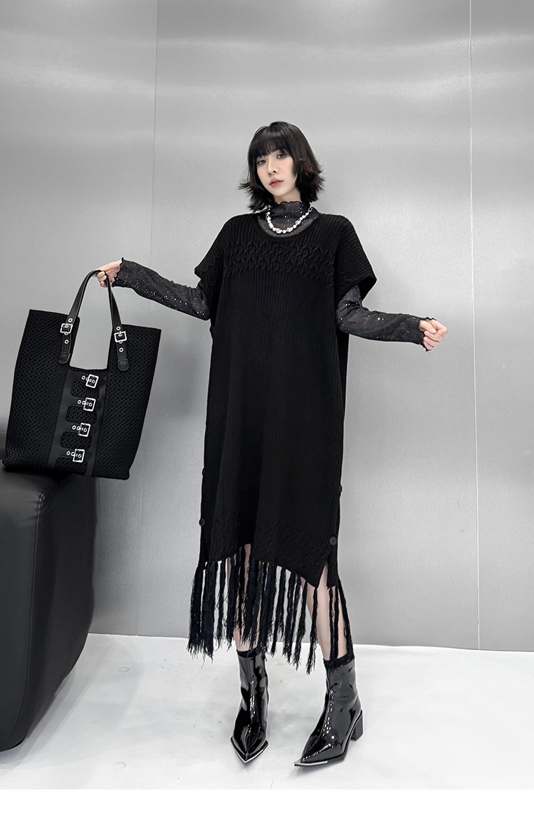 【J.Fashion】 2025秋 ニットワンピース 袖なし おしゃれ レディース ノースリーブ フリンジ ニットベスト 関連商品購入可能 メガ割 【J.Fashion】 2025秋 ニットワンピース 袖なし おしゃれ レディース ノースリーブ フリンジ ニットベスト 関連商品購入可能 メガ割