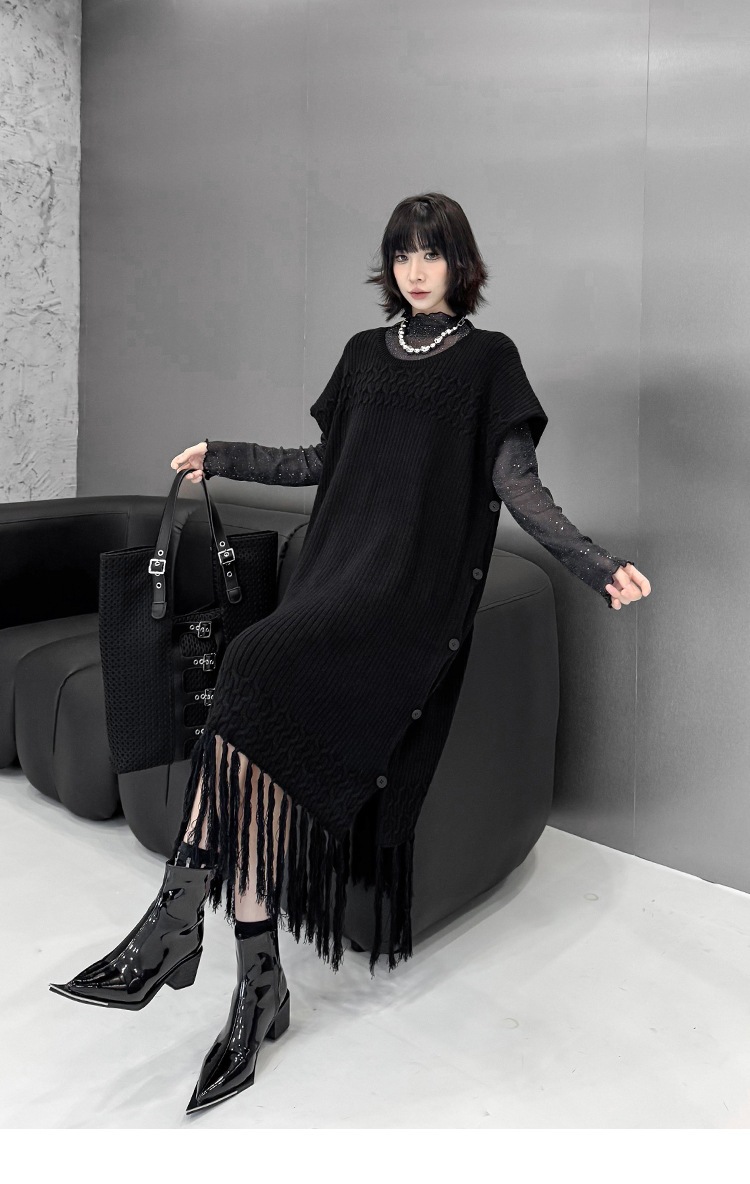 【J.Fashion】 2025秋 ニットワンピース 袖なし おしゃれ レディース ノースリーブ フリンジ ニットベスト 関連商品購入可能 メガ割 【J.Fashion】 2025秋 ニットワンピース 袖なし おしゃれ レディース ノースリーブ フリンジ ニットベスト 関連商品購入可能 メガ割