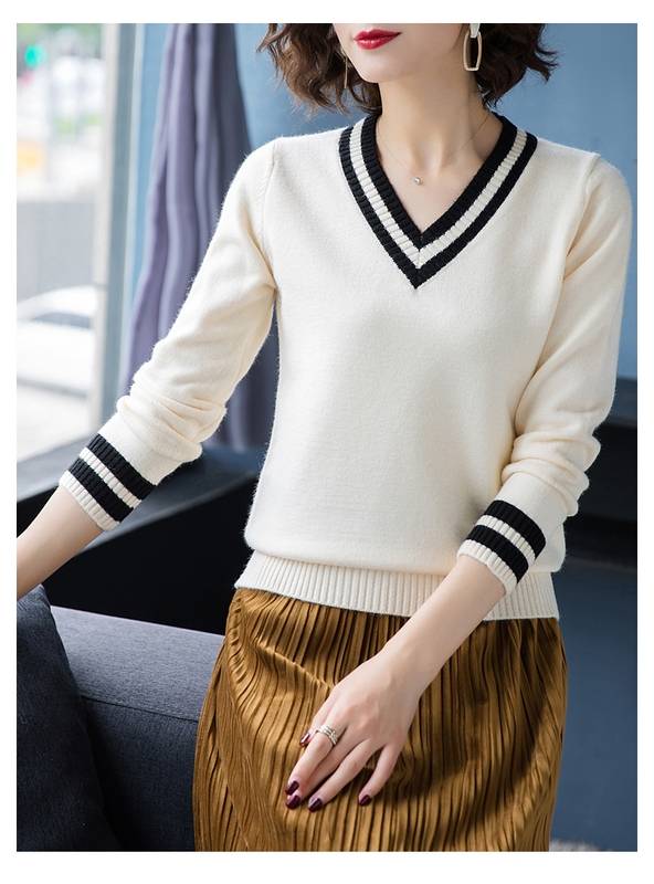ライン セーター ニット レディース 長袖 Vネック カレッジ ストライプ柄 トップス 袖あり きれいめ シンプル おしゃれ 大人可愛い 大人女子 ラブリー キュート ガーリー エレガント 白 ホワイ ライン セーター ニット レディース 長袖 Vネック カレッジ ストライプ柄 トップス 袖あり きれいめ シンプル おしゃれ 大人可愛い 大人女子 ラブリー キュート ガーリー エレガント 白 ホワイ