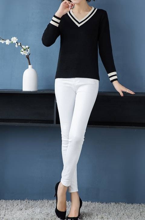 ライン セーター ニット レディース 長袖 Vネック カレッジ ストライプ柄 トップス 袖あり きれいめ シンプル おしゃれ 大人可愛い 大人女子 ラブリー キュート ガーリー エレガント 白 ホワイ ライン セーター ニット レディース 長袖 Vネック カレッジ ストライプ柄 トップス 袖あり きれいめ シンプル おしゃれ 大人可愛い 大人女子 ラブリー キュート ガーリー エレガント 白 ホワイ