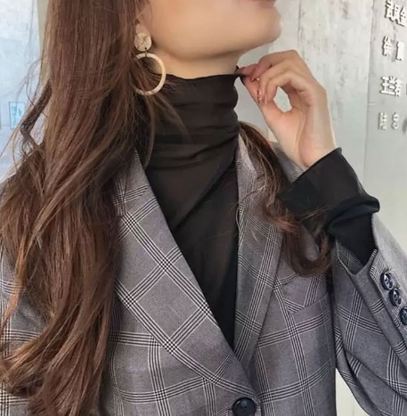 トップス 小さいサイズ モテアイテム シャツ 長袖 ハイネック スリム 細身 スマート フリル 薄手 無地 春 秋 10代 20代 30代 40代 レディース 女性用 OL 通勤 学生 通学 デート