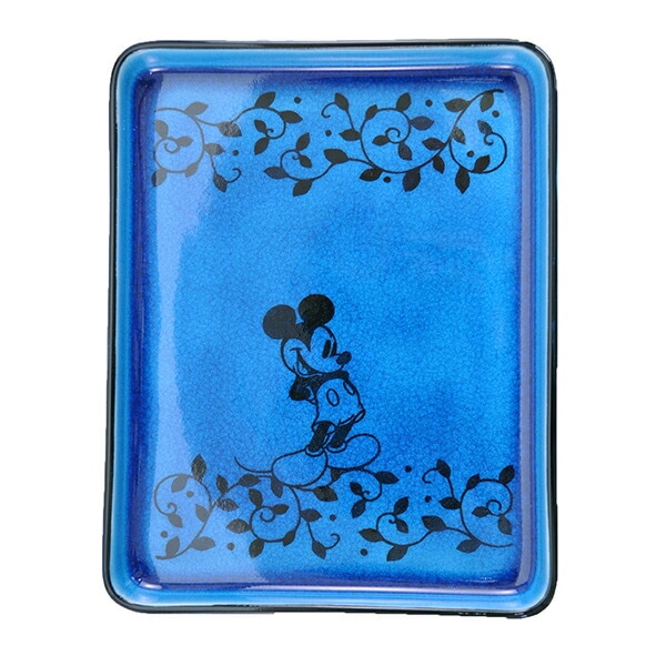 幸兵衛窯 ペルシャンブルー 長角皿 ミッキー 立ち姿 おどろき 木箱入り 食器 プレゼント 日本製