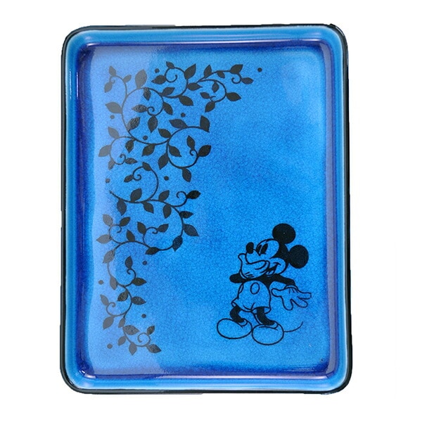 幸兵衛窯 ペルシャンブルー 長角皿 ミッキー 立ち姿 おどろき 木箱入り 食器 プレゼント 日本製