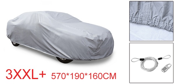 uxcell 車カバー カーカバー ボディーカバー 車用 防水防雪防塵 無料ストレージバッグ PEVA 570 x 190 x 160cm 3XXL+ シルバートーン