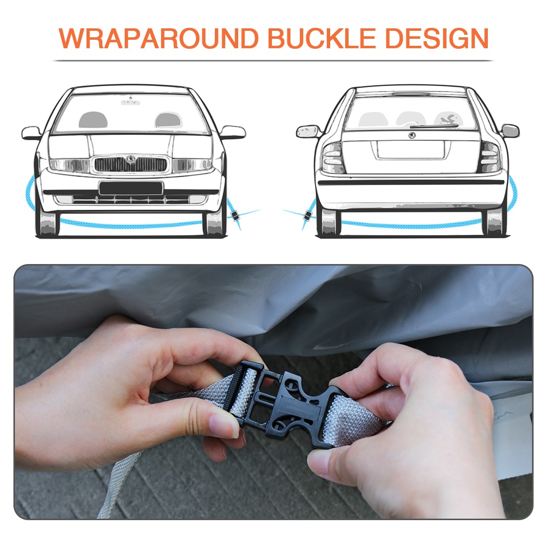 uxcell 車カバー カーカバー ボディーカバー 車用 防水防雪防塵 無料ストレージバッグ PEVA 570 x 190 x 160cm 3XXL+ シルバートーン