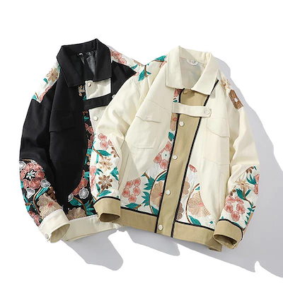 NOUGAT SUGAR スタジャン 花柄 刺繍 レトロ FREESIZE 刺繍DESIGN高品質スカジャン【和柄九尾金】 | NIER CLOTHING