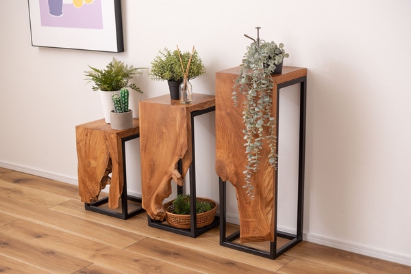 プランタースタンド JW-301BR スタンド 天然木 木製 スチール おしゃれ ブラウン サイドテーブル 花台 植物 四角 フラワースタンド シンプル モダン ヴィンテージ リビング ダイニング シ