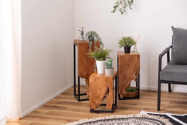 プランタースタンド JW-301BR スタンド 天然木 木製 スチール おしゃれ ブラウン サイドテーブル 花台 植物 四角 フラワースタンド シンプル モダン ヴィンテージ リビング ダイニング シ