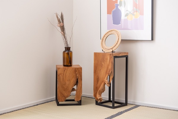 プランタースタンド JW-301BR スタンド 天然木 木製 スチール おしゃれ ブラウン サイドテーブル 花台 植物 四角 フラワースタンド シンプル モダン ヴィンテージ リビング ダイニング シ