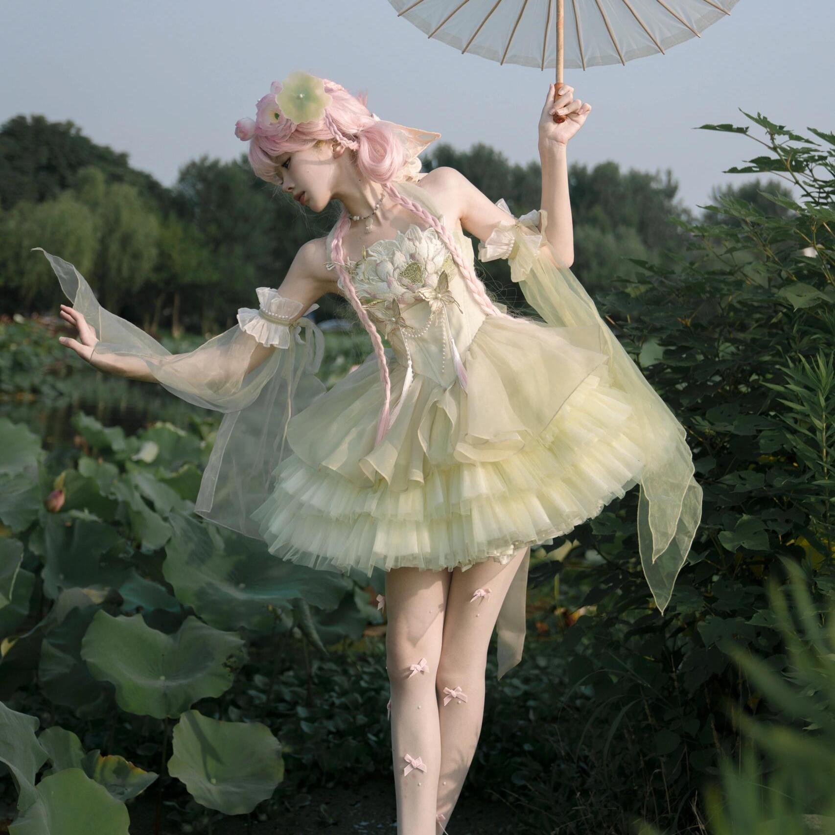 コスプレドレスロリータスカートワンピースグリーンバレエロリータドレススモールスイートアメリカンライトローサマー コスプレドレスロリータスカートワンピースグリーンバレエロリータドレススモールスイートアメリカンライトローサマー