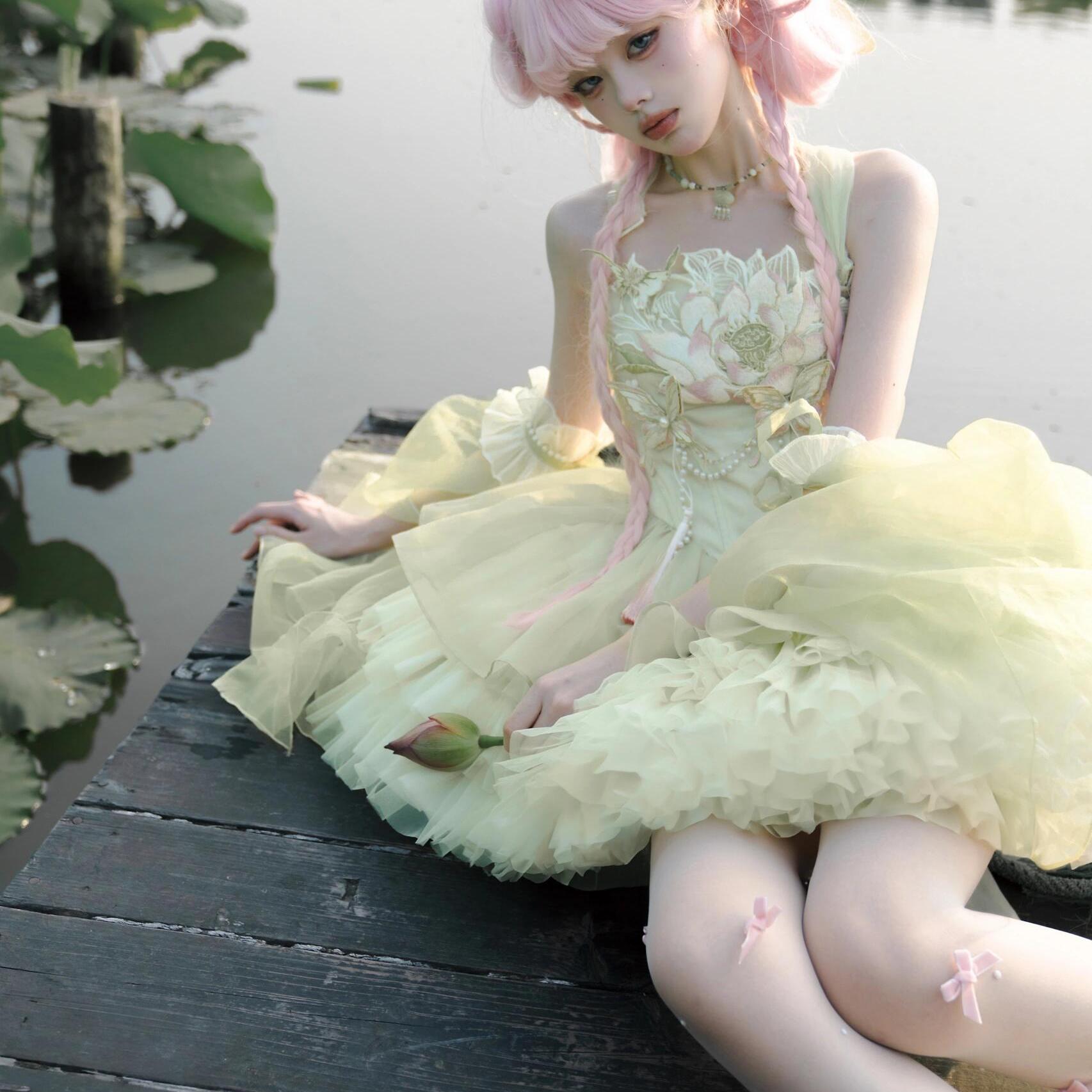 コスプレドレスロリータスカートワンピースグリーンバレエロリータドレススモールスイートアメリカンライトローサマー コスプレドレスロリータスカートワンピースグリーンバレエロリータドレススモールスイートアメリカンライトローサマー