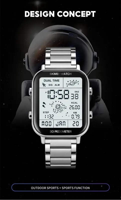 Skmeiバックライトディスプレイスポーツ歩数計デジタル時計メンズストップウォッチカウントダウン腕時計カレンダーカロリー計算時計 Skmeiバックライトディスプレイスポーツ歩数計デジタル時計メンズストップウォッチカウントダウン腕時計カレンダーカロリー計算時計