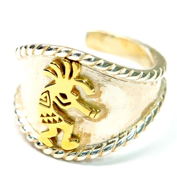 インディアンジュエリー ココペリ 精霊 スパイラル 水 旋風 縄目 ゴールド シルバー925 フリーサイズ メンズ リング インディアンジュエリー ココペリ 精霊 スパイラル 水 旋風 縄目 ゴールド シルバー925 フリーサイズ メンズ リング