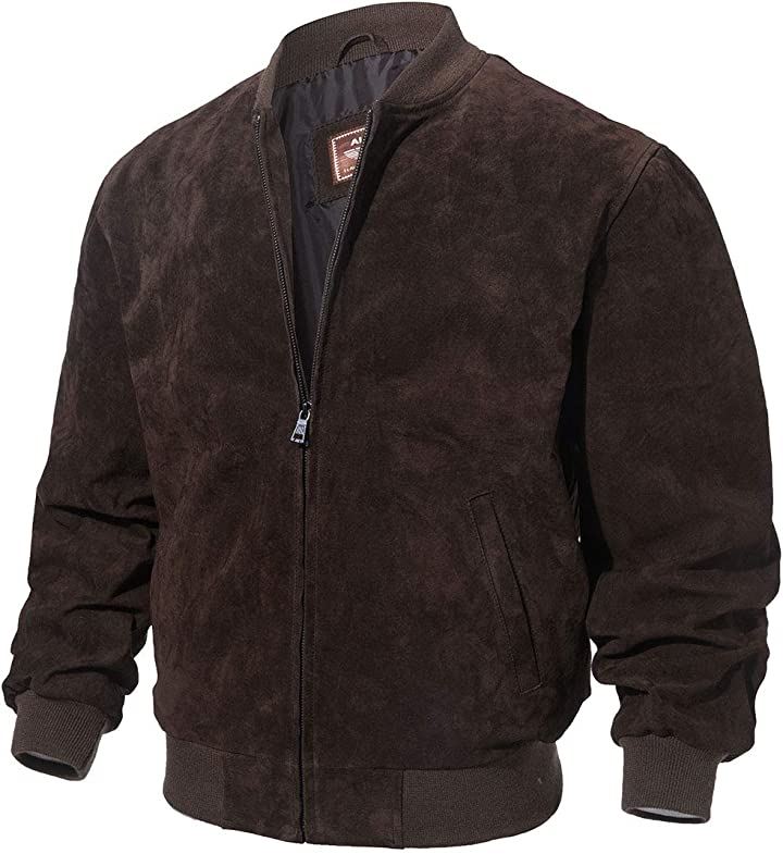 レザージャケット メンズ 本革豚革 野球 フライトジャケット バイクライダースジャケット 革ジャン XXXL( ダークブラウン, 3XL)