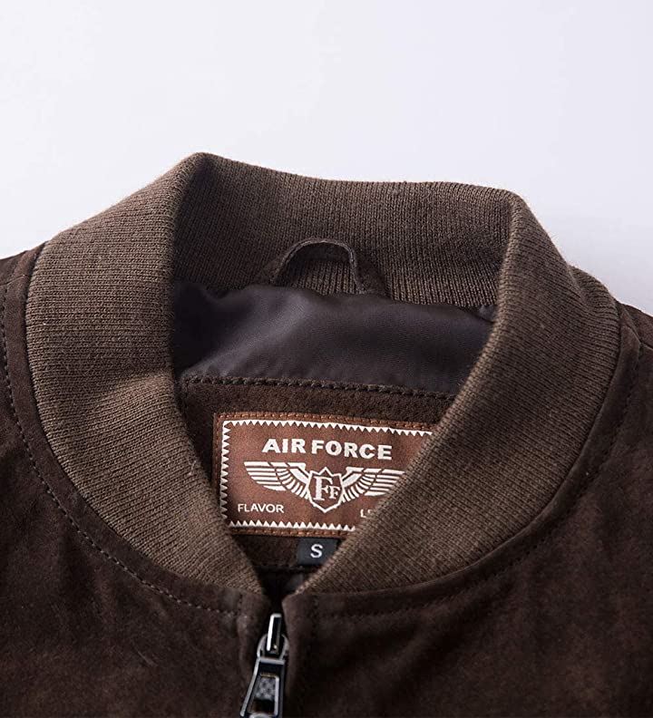 レザージャケット メンズ 本革豚革 野球 フライトジャケット バイクライダースジャケット 革ジャン XXXL( ダークブラウン, 3XL)