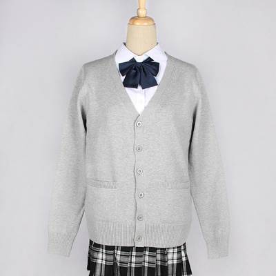 学生風 トップス カーディガン ロング ロング丈 袖あり 長袖 襟なし 前