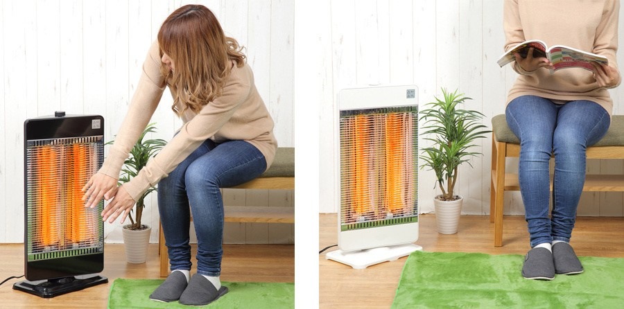 カーボンヒーター ヒーター 遠赤外線 首振り 900W 簡単操作 転倒
