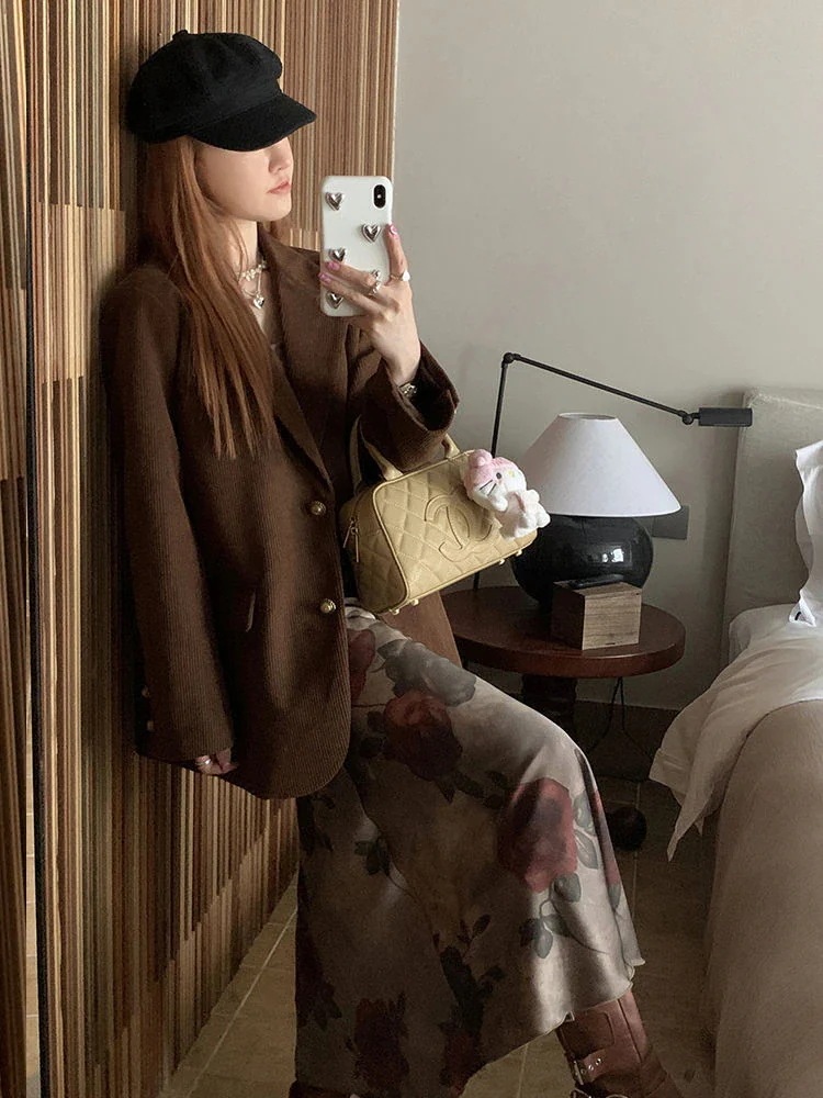 24 スーツ ジャケット メイラードコーデュロイ長袖ブレザー女性早新作小柄レトロ気質着やせスーツ スーツ 24 スーツ ジャケット メイラードコーデュロイ長袖ブレザー女性早新作小柄レトロ気質着やせスーツ スーツ