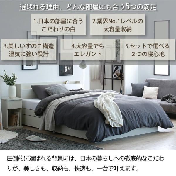 組立設置付 ダブルベッド 布団カバー4点 ( 掛 枕 ボックス ) ゾーンコイルマットレスセット 引き出し 収納 宮棚 コンセント マットセット