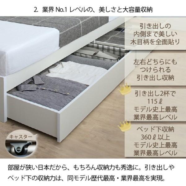 組立設置付 ダブルベッド 布団カバー4点 ( 掛 枕 ボックス ) ゾーンコイルマットレスセット 引き出し 収納 宮棚 コンセント マットセット