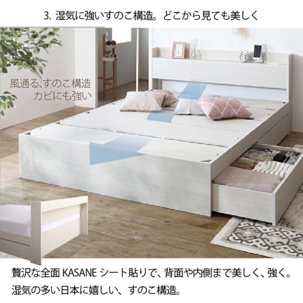 組立設置付 ダブルベッド 布団カバー4点 ( 掛 枕 ボックス ) ゾーンコイルマットレスセット 引き出し 収納 宮棚 コンセント マットセット