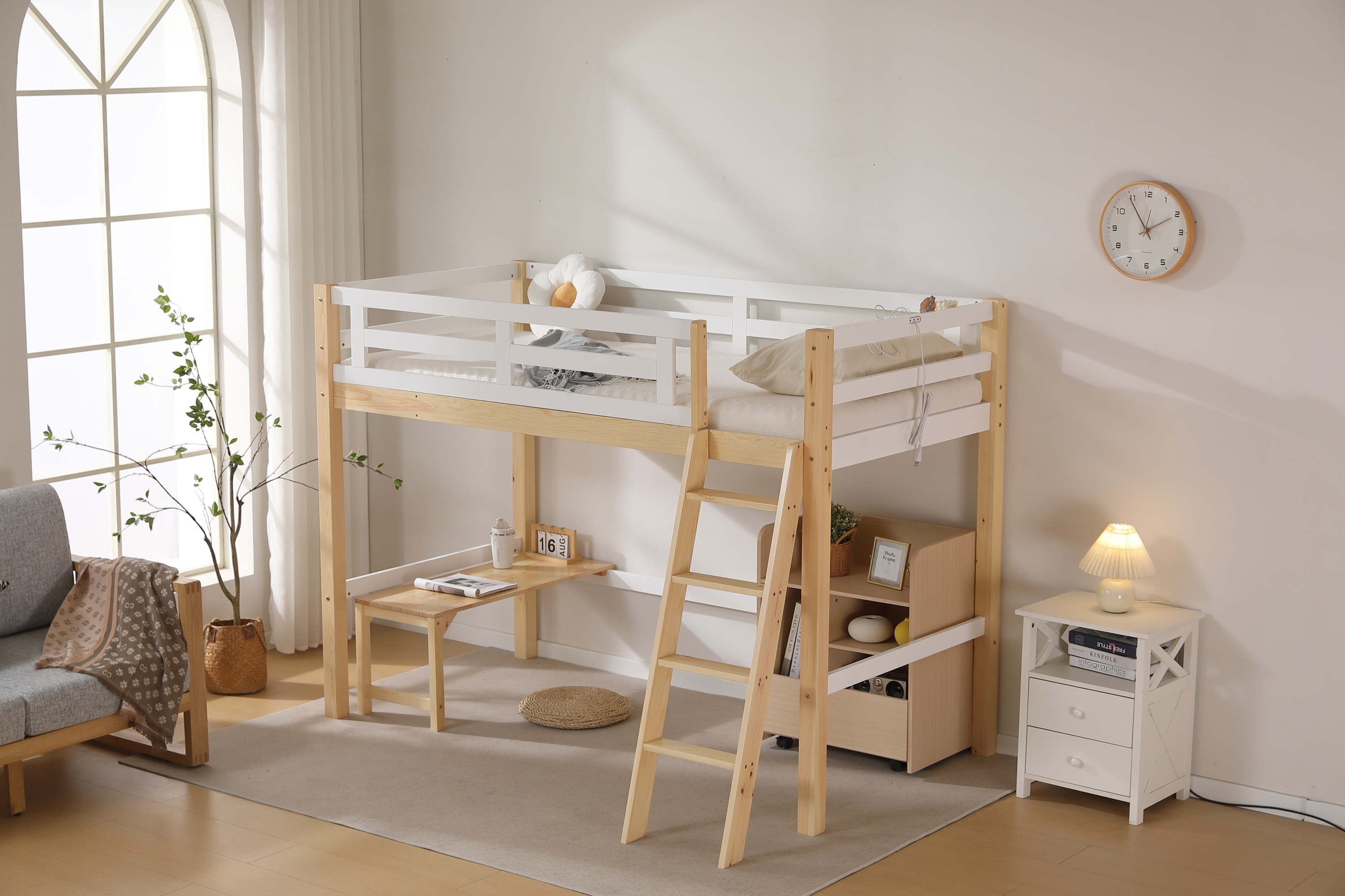 184ロフトベッド シングル コンセント付き はしご ミドルタイプ 高さ150cm ローデスク付き 子供部屋 ベッド シングル パイプベッド 184ロフトベッド シングル コンセント付き はしご ミドルタイプ 高さ150cm ローデスク付き 子供部屋 ベッド シングル パイプベッド