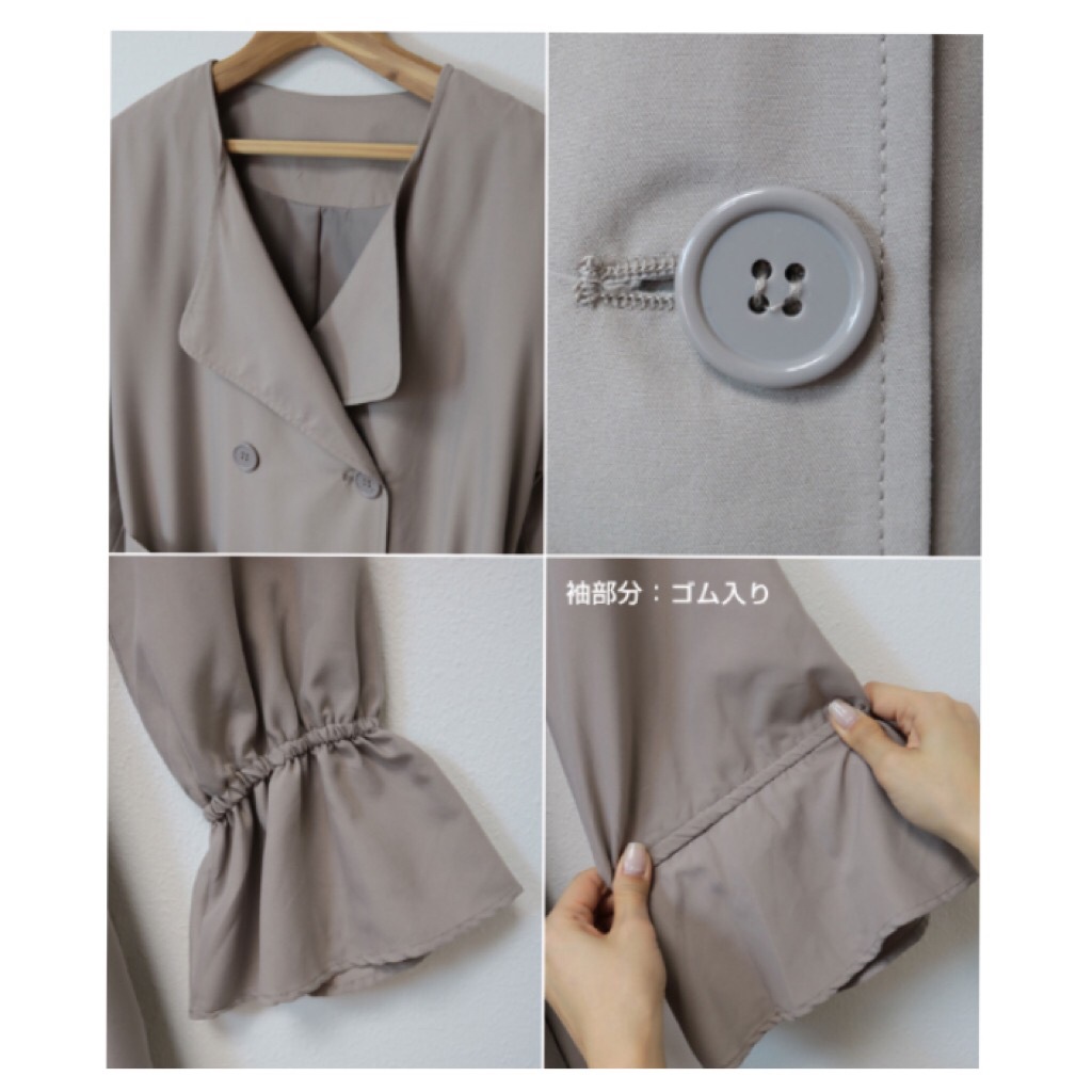 レディース　ノーカラーキャンディ袖