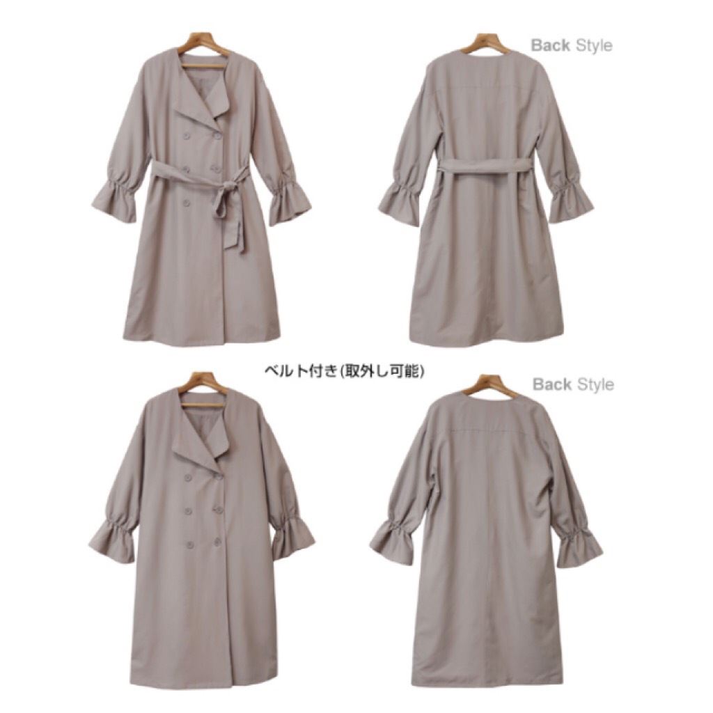 レディース　ノーカラーキャンディ袖