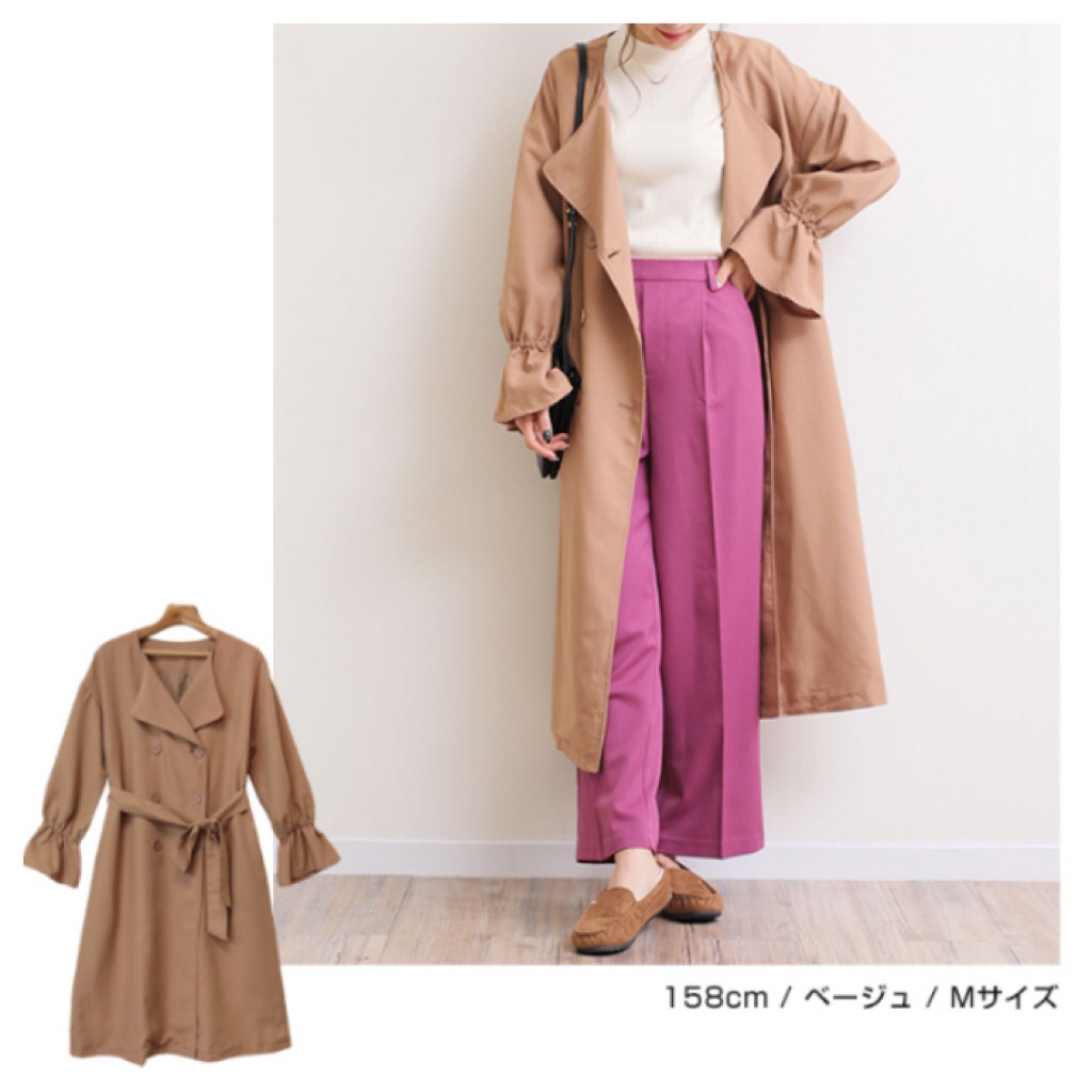 レディース　ノーカラーキャンディ袖