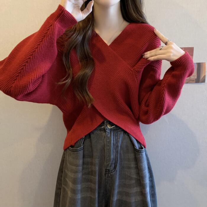 トップス ニット クロス カットソー セーター アシンメトリー レディース エレガント 大人 可愛い きれいめ カジュアル フェミニン 長袖 ナチュラル シンプル Vネック ピンク レッド 赤 グレー トップス ニット クロス カットソー セーター アシンメトリー レディース エレガント 大人 可愛い きれいめ カジュアル フェミニン 長袖 ナチュラル シンプル Vネック ピンク レッド 赤 グレー