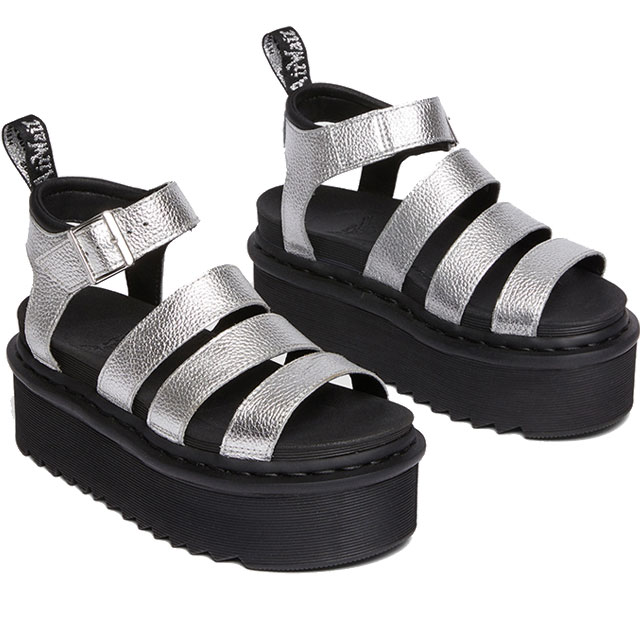 ドクターマーチン レディース 厚底 サンダル ブレア クアッド チャンキーソール ストラップサンダル カジュアルシューズ 30715058 シルバー 靴 Dr.Martens あす