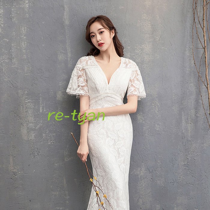 ウエディングドレス マーメイドドレス 二次会ドレス 総レース 袖あり vネック 刺繍 花嫁イブニングドレス結婚式 パーティー 二次会発表会謝恩会披露宴 高級新作 ウエディングドレス マーメイドドレス 二次会ドレス 総レース 袖あり vネック 刺繍 花嫁イブニングドレス結婚式 パーティー 二次会発表会謝恩会披露宴 高級新作