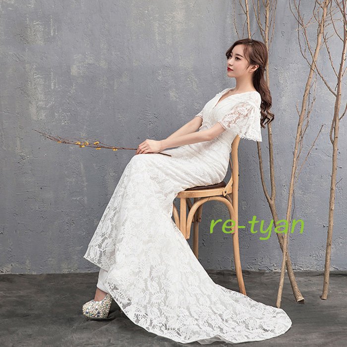 ウエディングドレス マーメイドドレス 二次会ドレス 総レース 袖あり vネック 刺繍 花嫁イブニングドレス結婚式 パーティー 二次会発表会謝恩会披露宴 高級新作 ウエディングドレス マーメイドドレス 二次会ドレス 総レース 袖あり vネック 刺繍 花嫁イブニングドレス結婚式 パーティー 二次会発表会謝恩会披露宴 高級新作